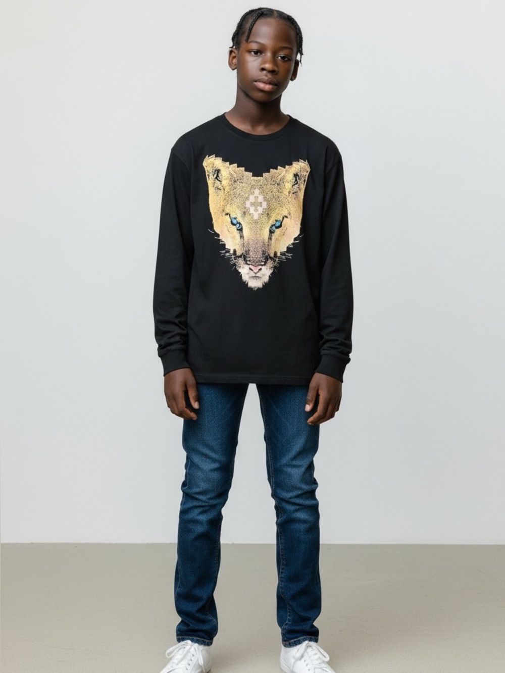 Marcelo Burlon Lion Pixel Long Sleeve T-Shirt Black Size XL